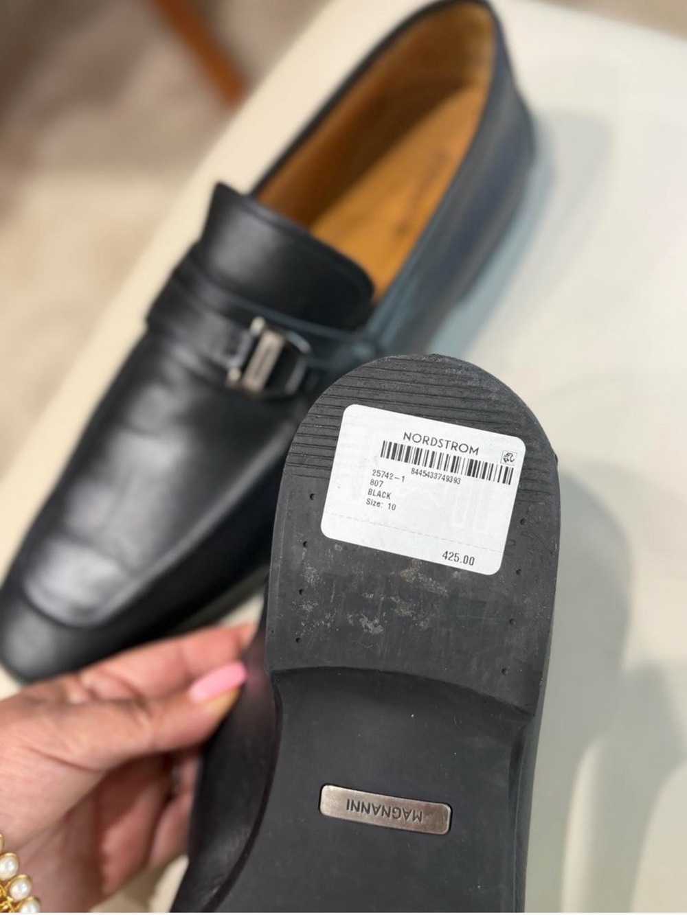 Magnanni Black Leather Slip-On Bit Loafers